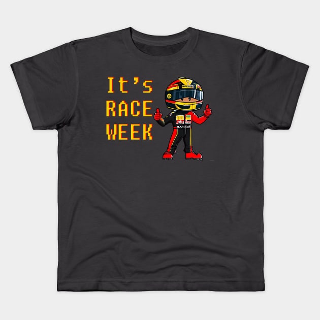 It's Race Week Kids T-Shirt by GreenBox10